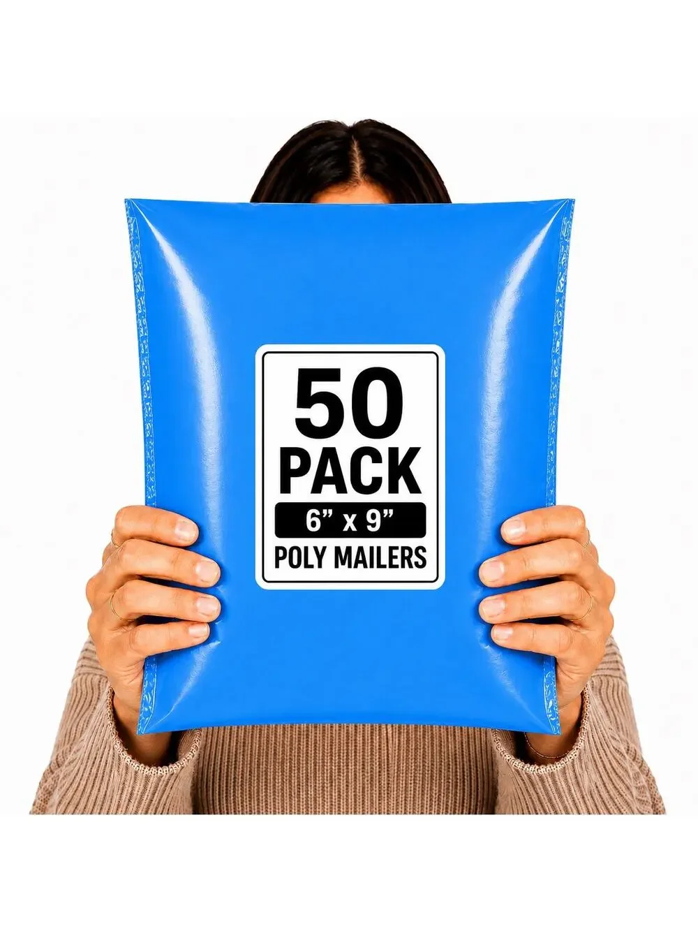 POLYMAILERS BLUE SHIPPING BAGS (50 PACK) 6" X 9" SELF SEAL MAILERS NEW - Picture 1 of 7